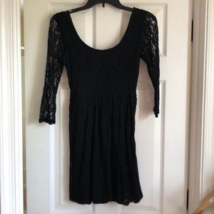 Black lace scoop neck dress